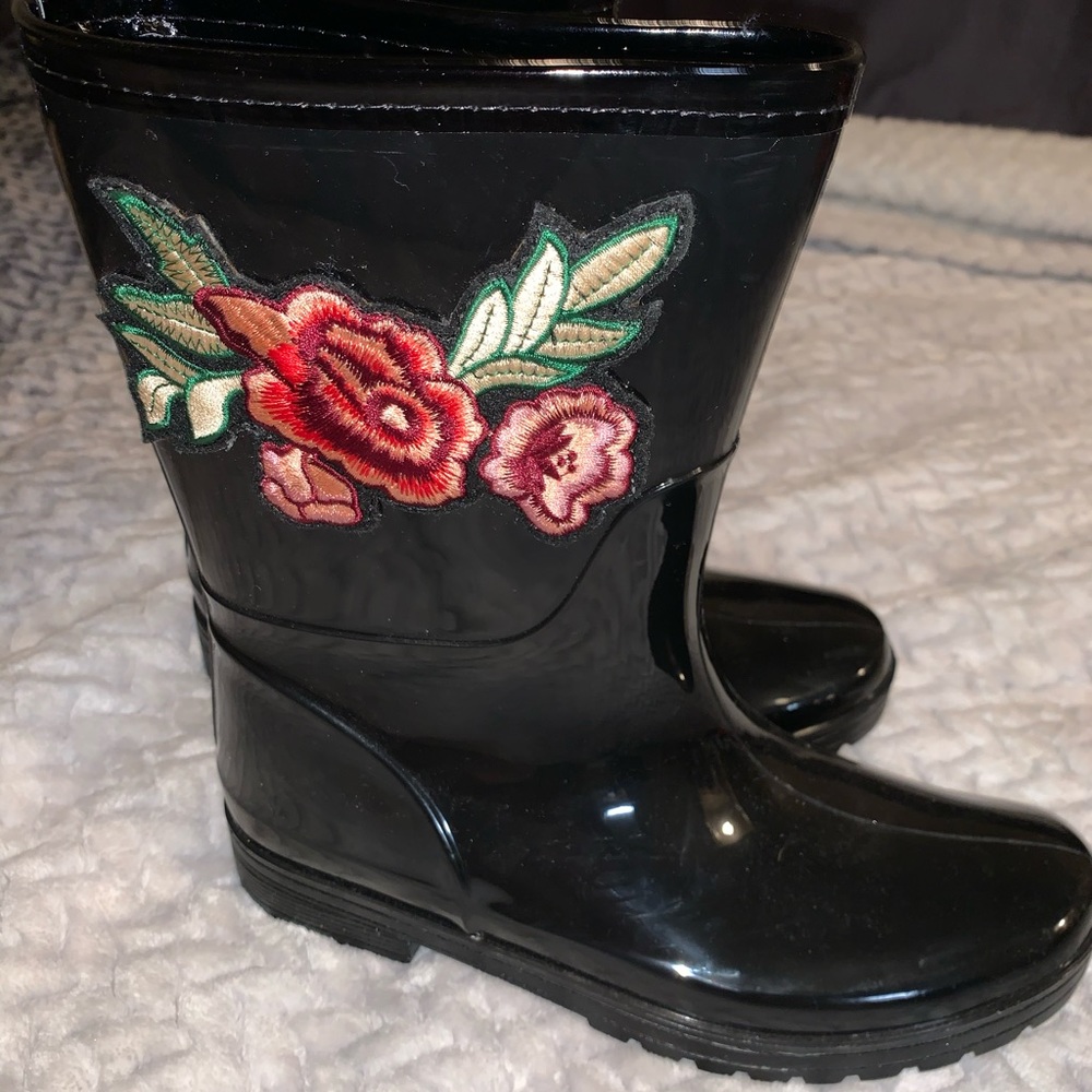 Charming Charlie Floral Embroidered Rainboots